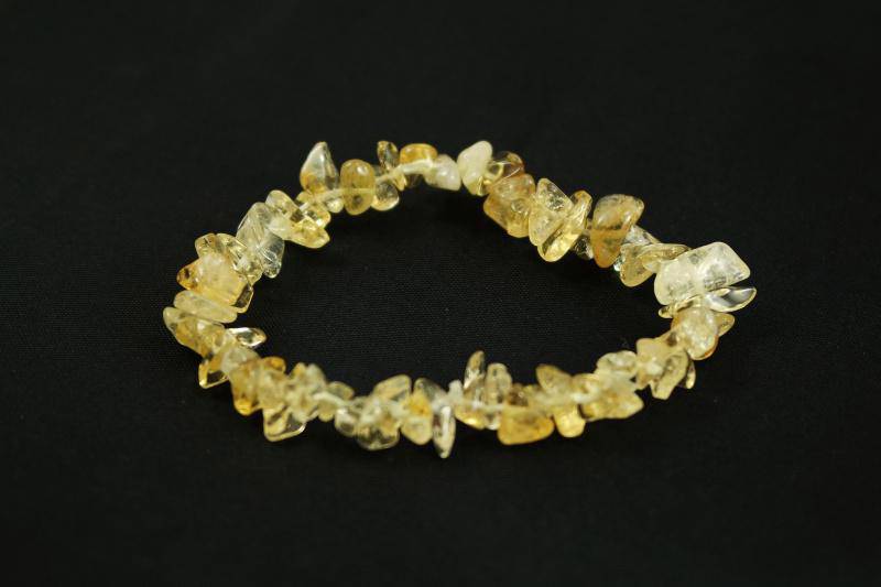 Natural Citrine Stone Chip Bracelet Gold Yellow Crystal Quartz