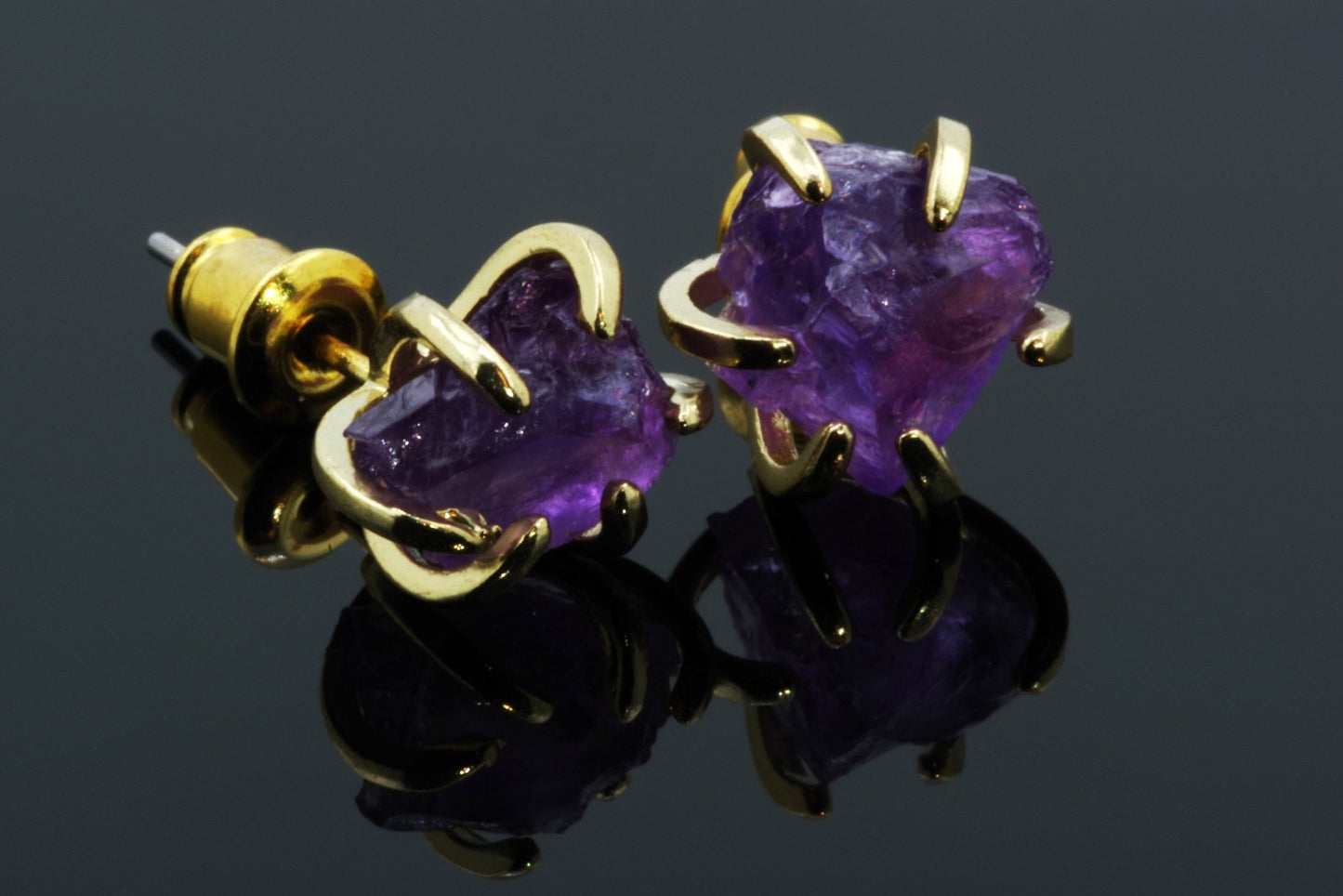 Amethyst Earrings - Paw Charm