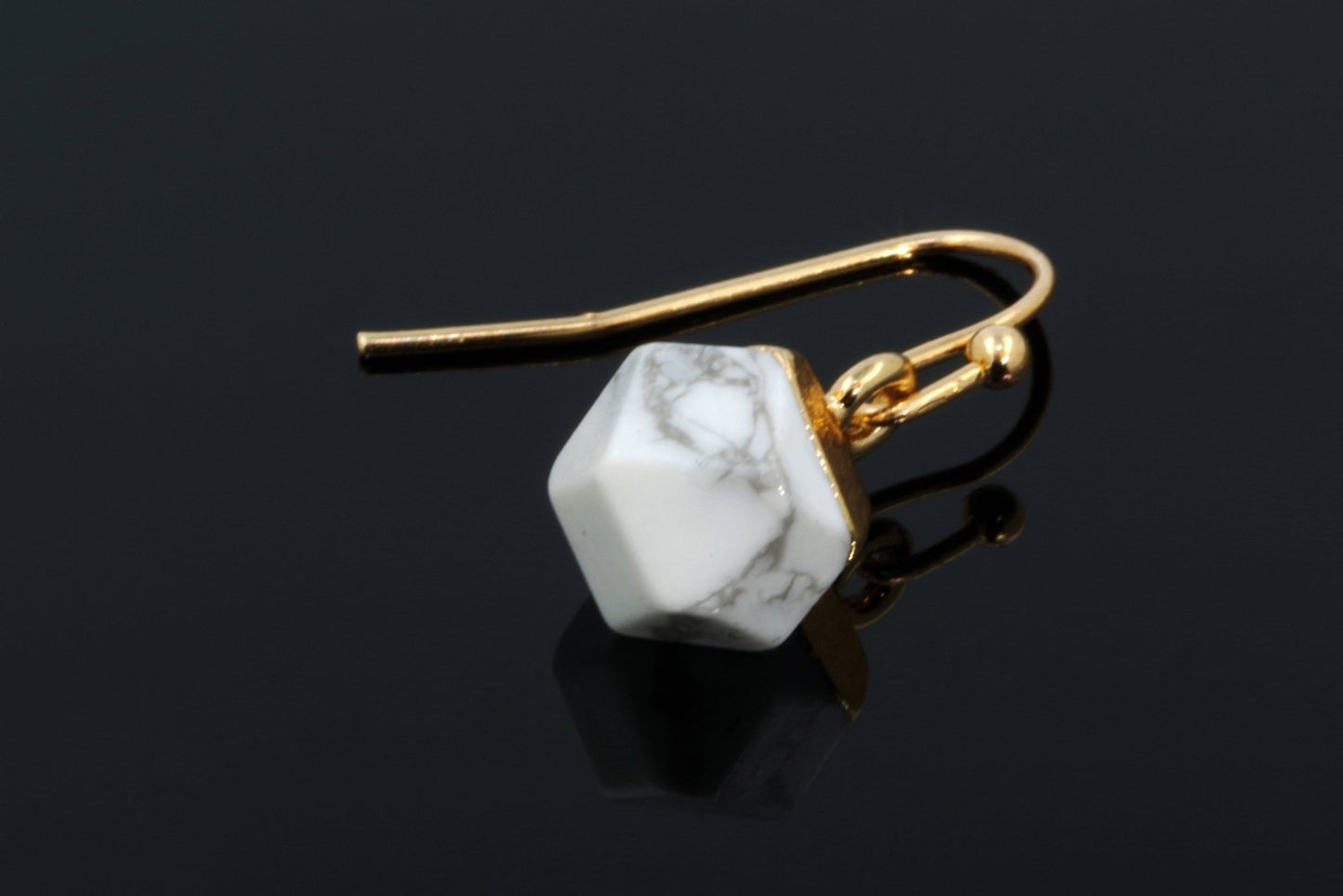 Howlite Earrings - Faceted Cube