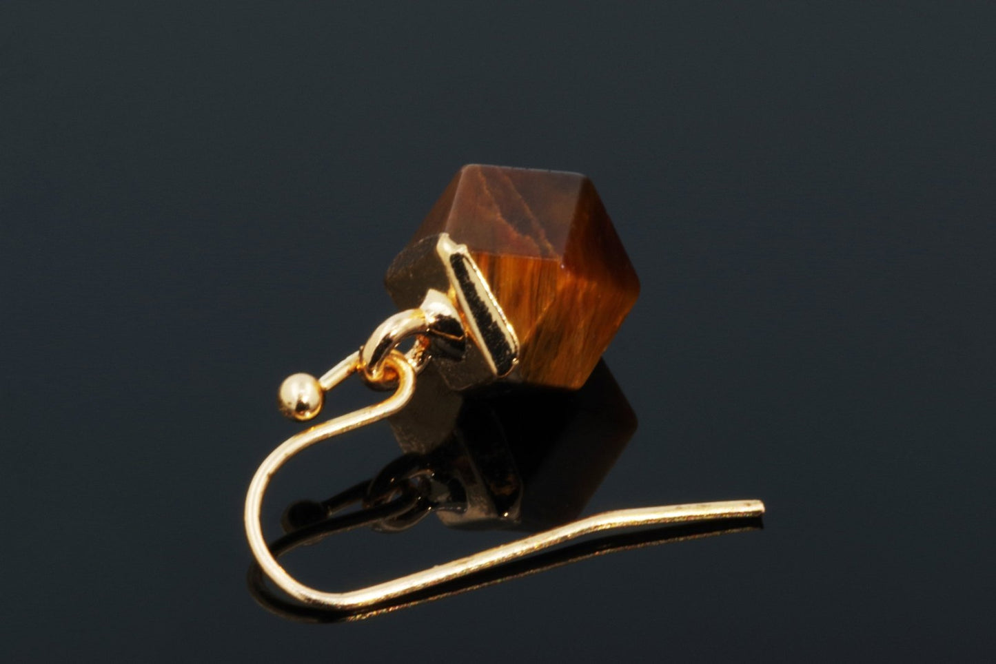 Tiger eye Earrings - Faceted Cube