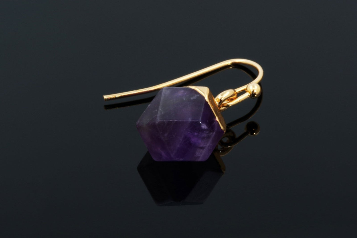 Amethyst Earrings - Faceted Cube