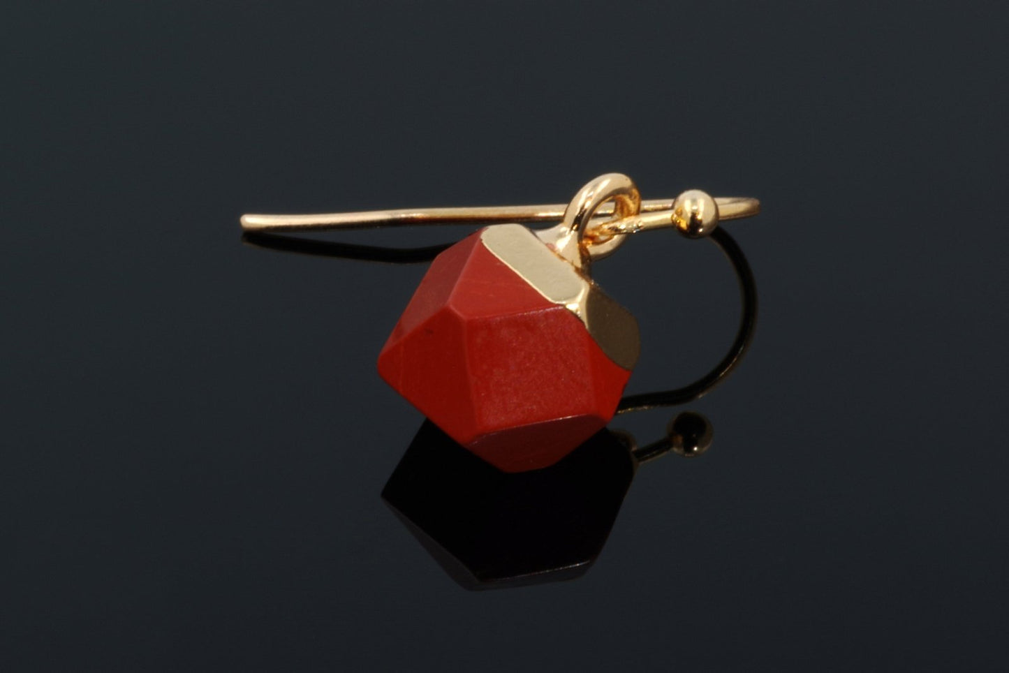 Red jasper Earrings - Faceted Cube