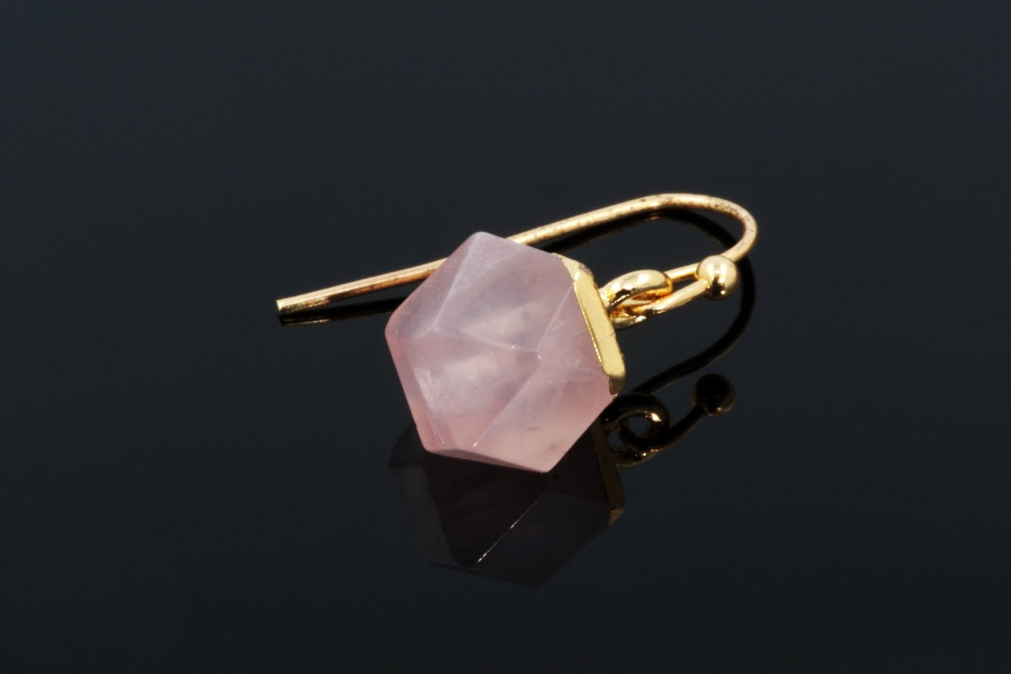 Rose quartz Earrings - Faceted Cube