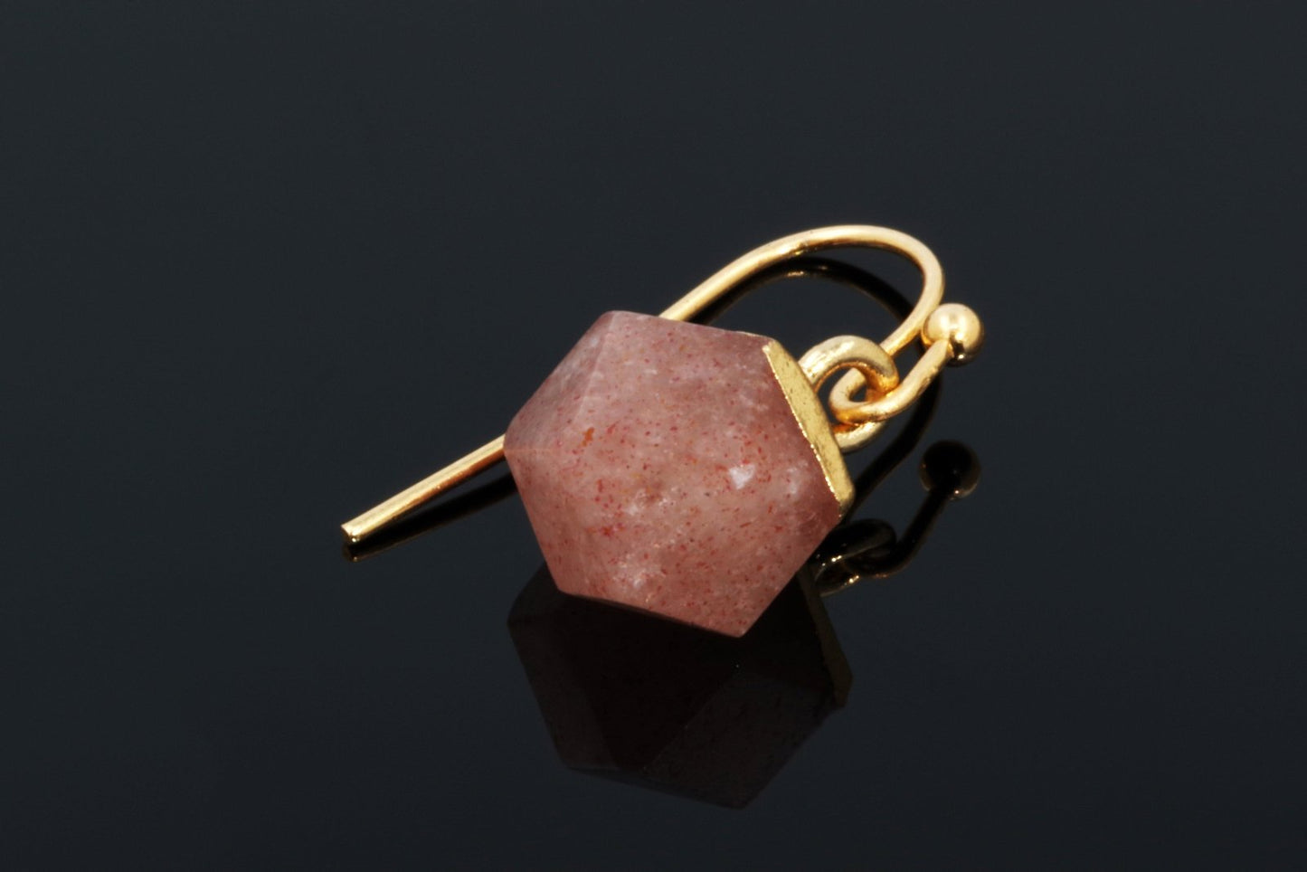 Strawberry quartz Earrings - Faceted Cube