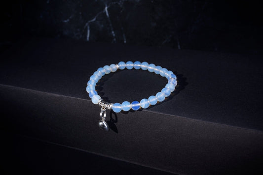 Bracelet en opale de verre avec argent – Lien avec le cœur