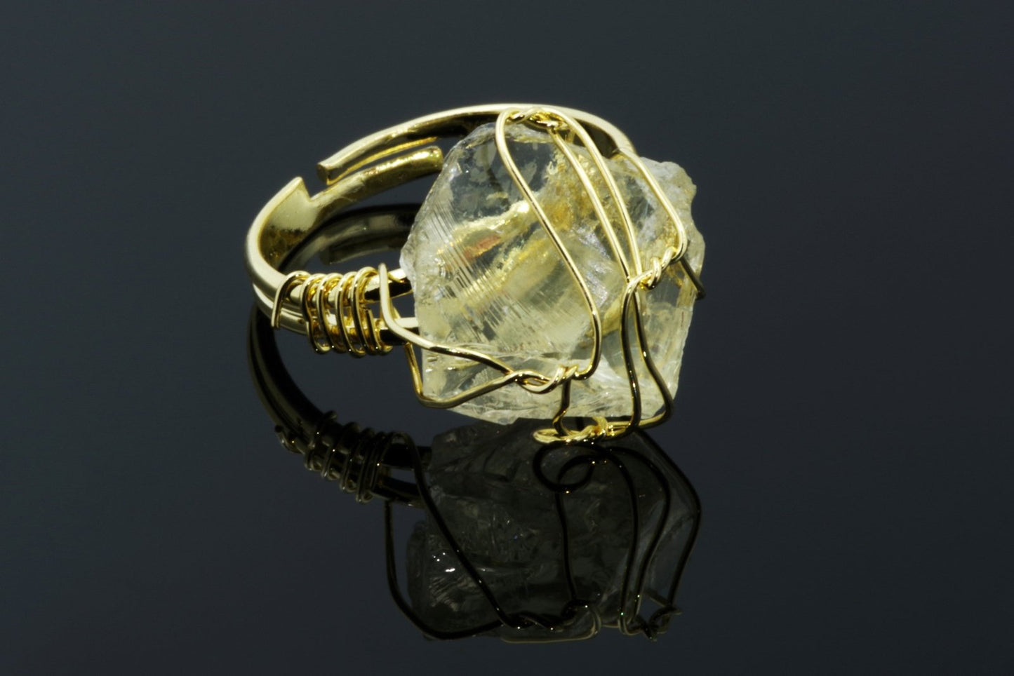 Lemon Quartz Ring - Braided